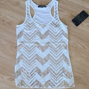 White and Gold sequins tank